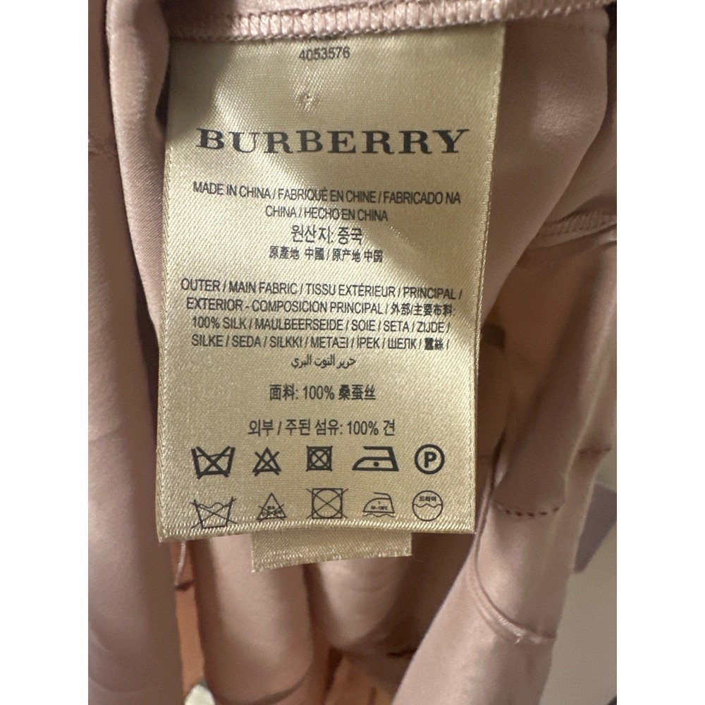 Burberry Women Size US 6 Antique Taupe Pink 100% Silk Tie-neck Midi Dress - Picture 7 of 10